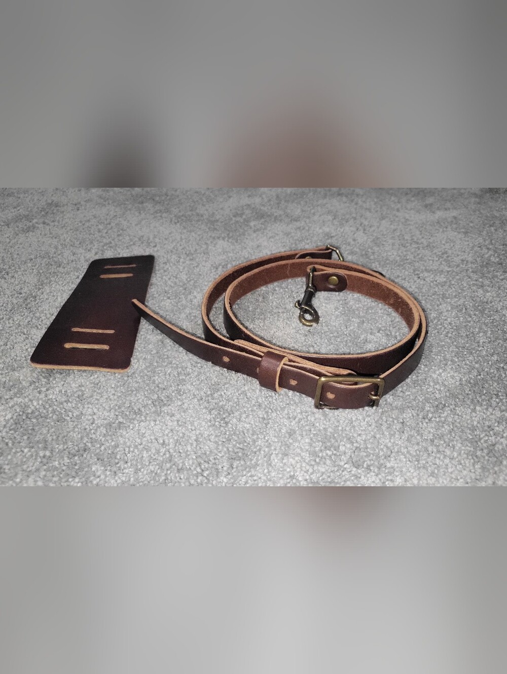 GFG Mocha Brown Leather Crossbody Strap with Adjustable Buckle
